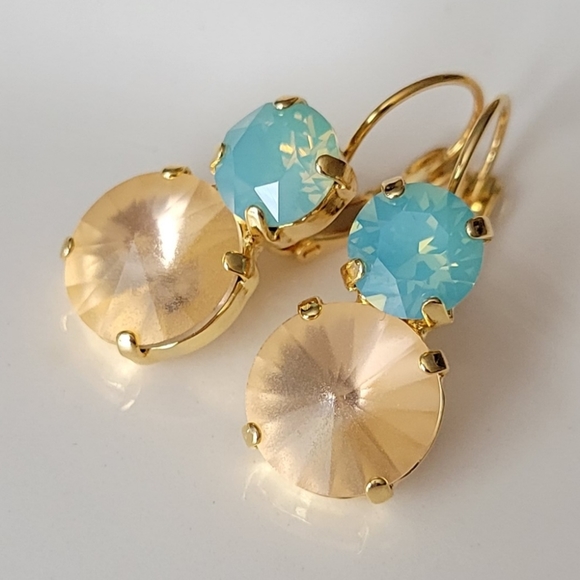 Austrian Crystal Earrings in Gold - Picture 4 of 8